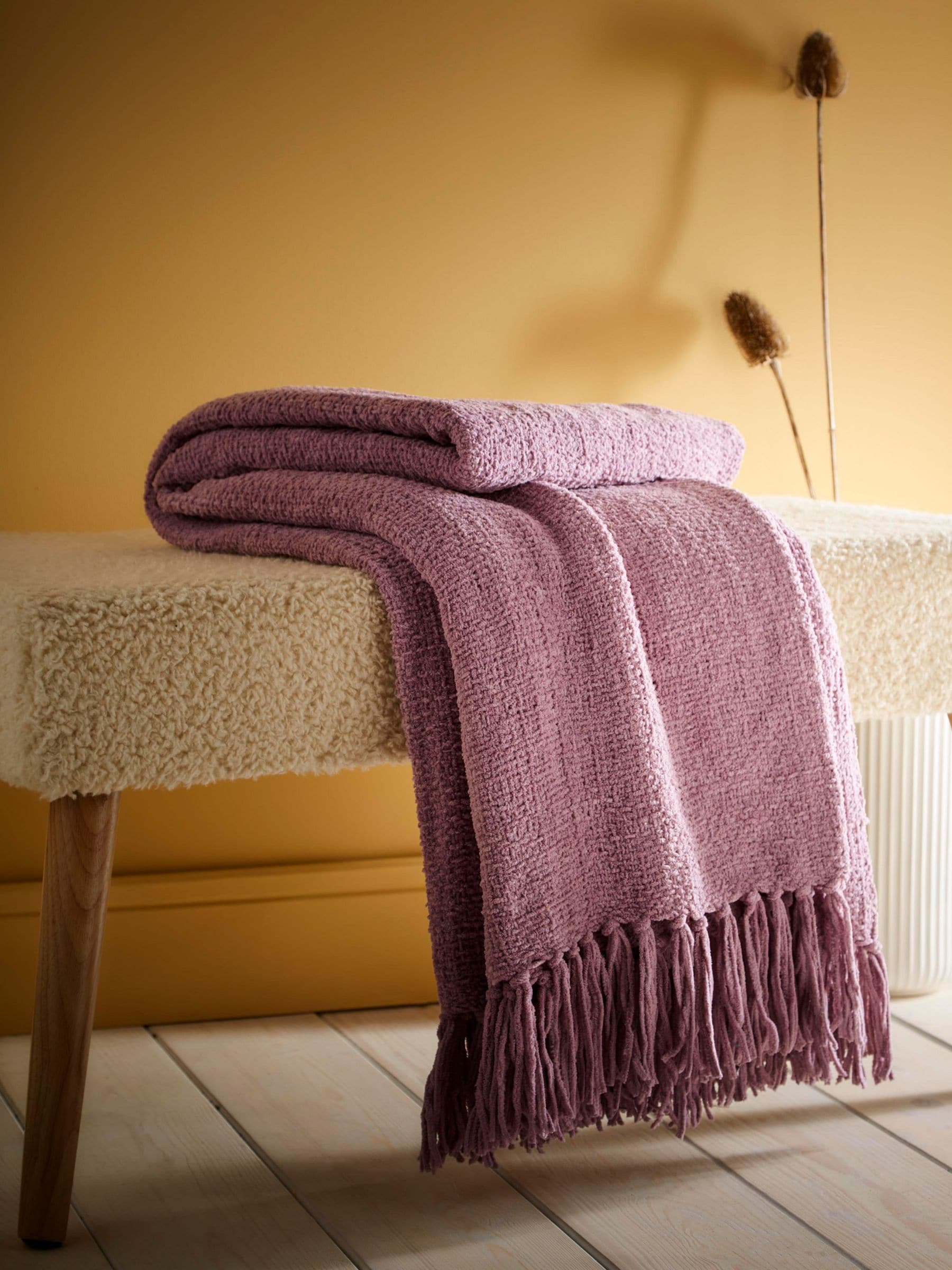 Appletree purple chenille throw 180x130cm - British product