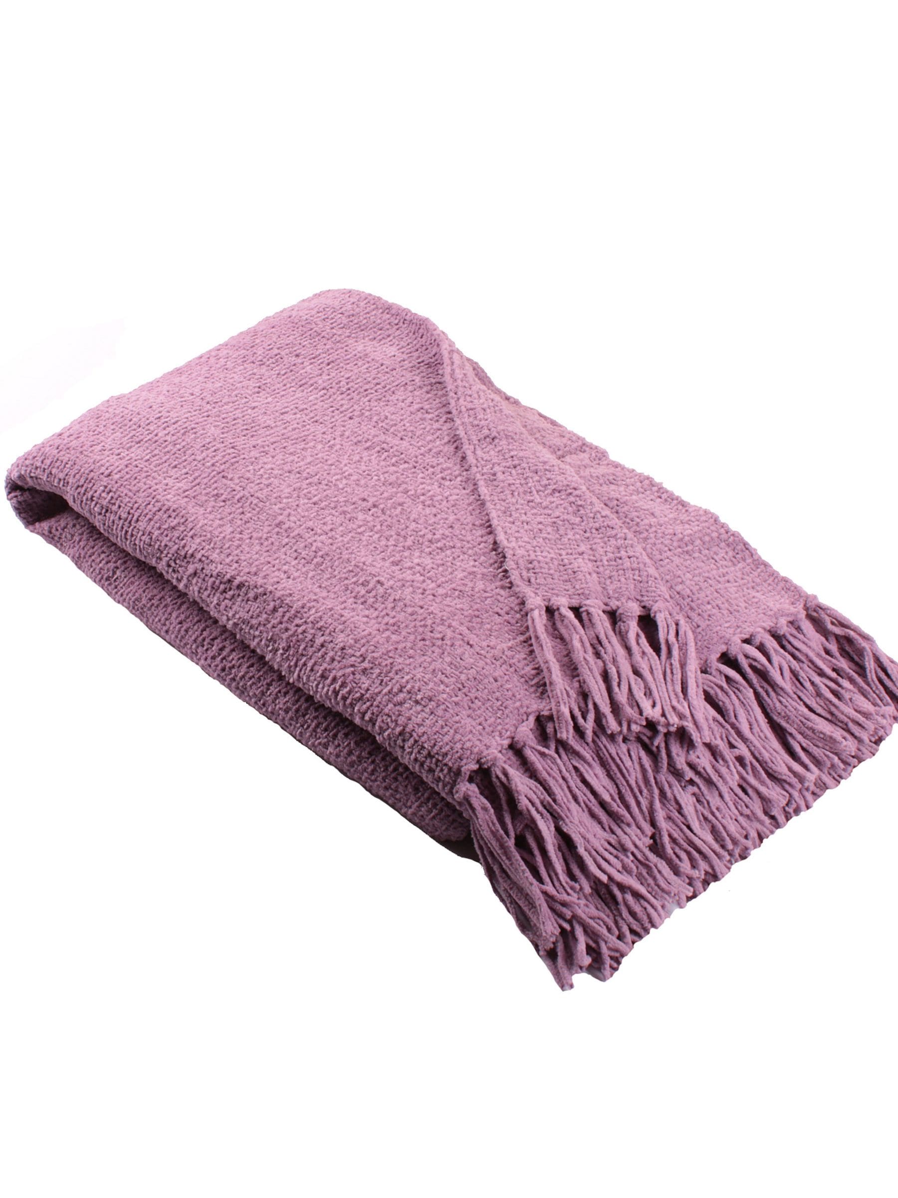 Appletree purple chenille throw 180x130cm - British product