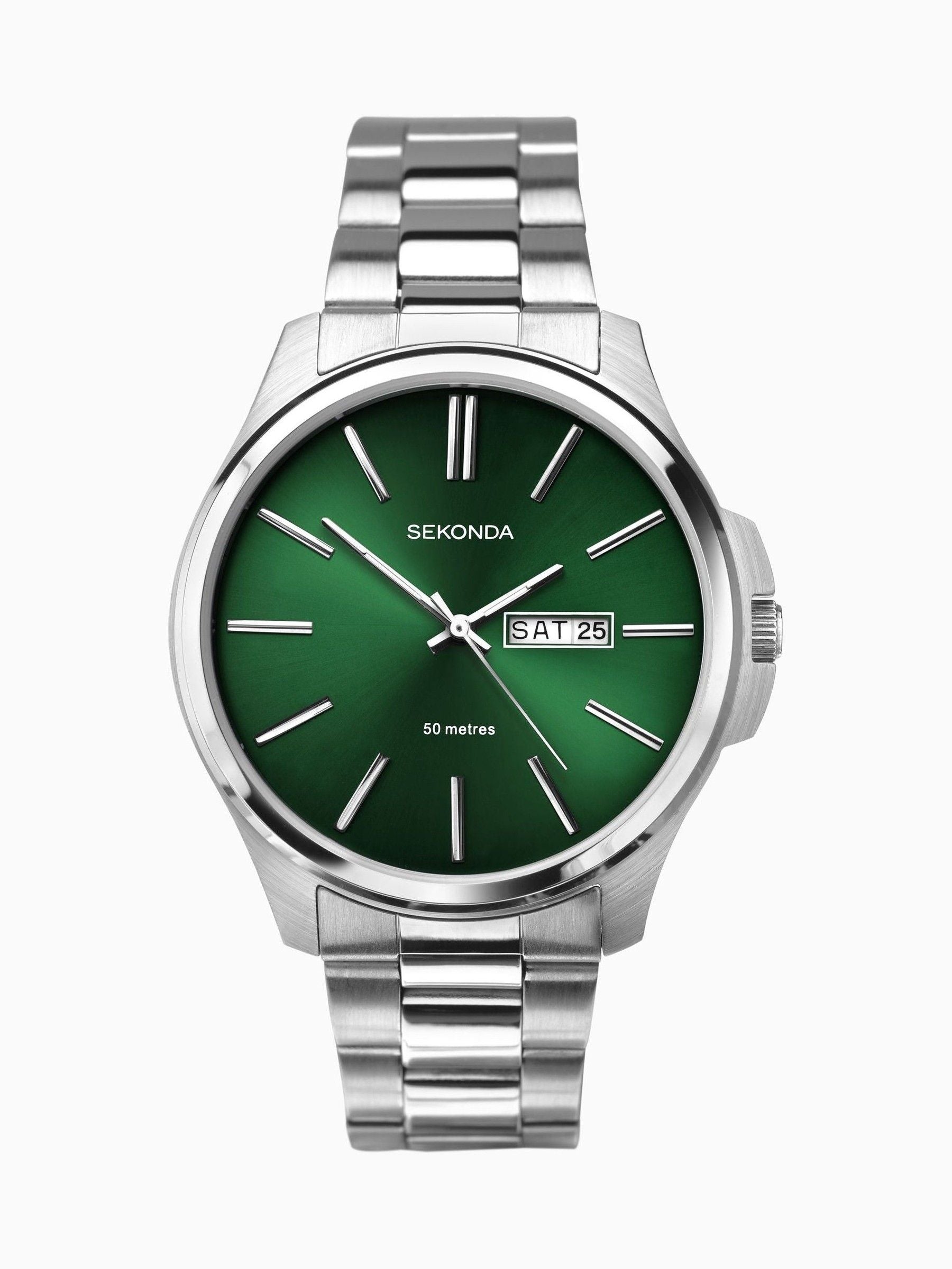 Sekonda men's silver stainless steel bracelet watch (British brand)