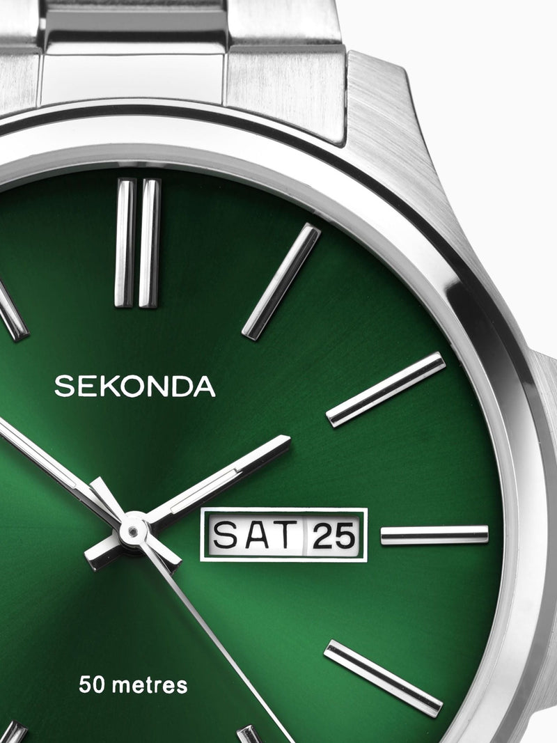 Sekonda men's silver stainless steel bracelet watch (British brand)