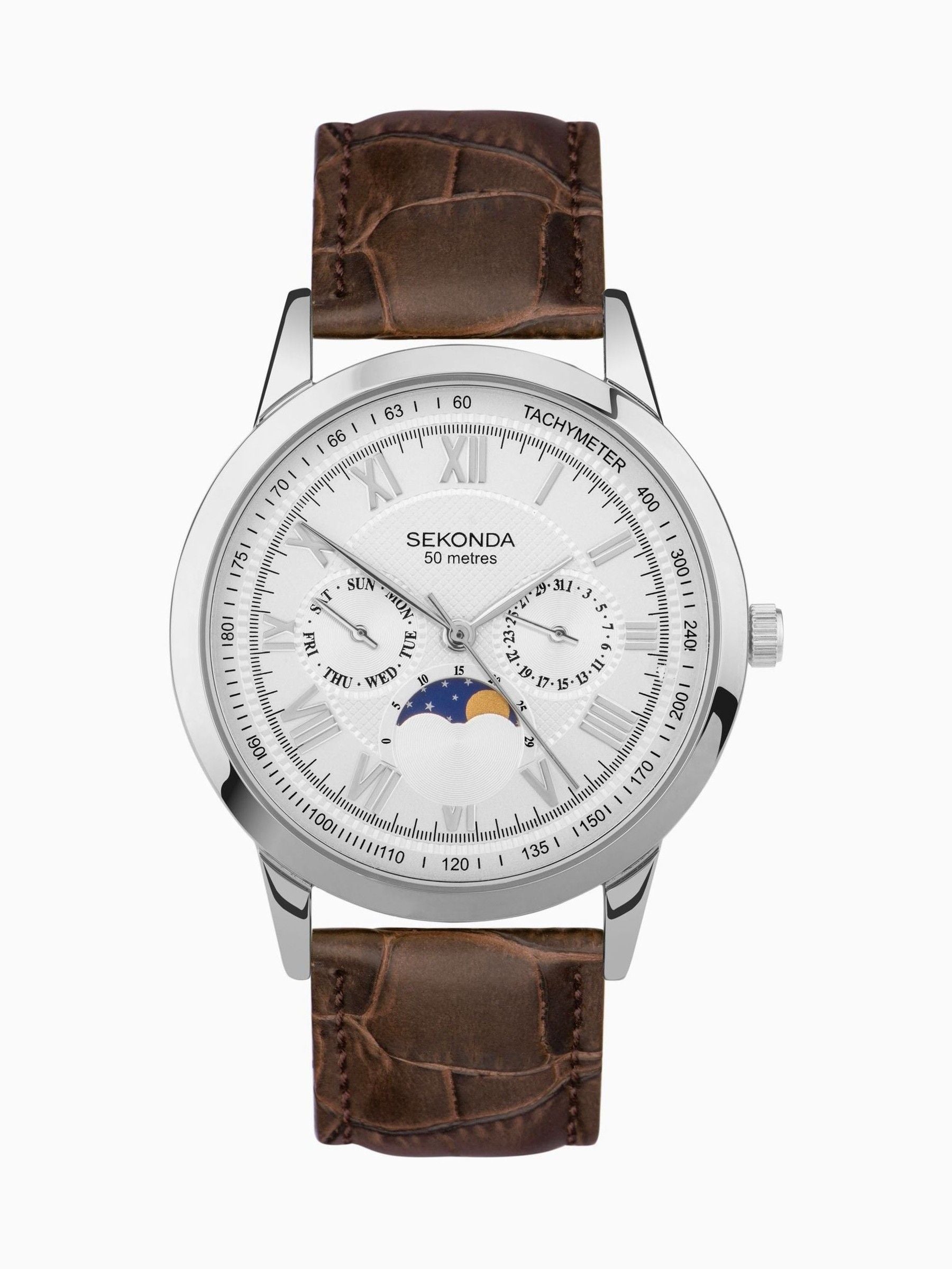Sekonda Armstrong Brown Leather Strap Moon Phase Watch (British brand)