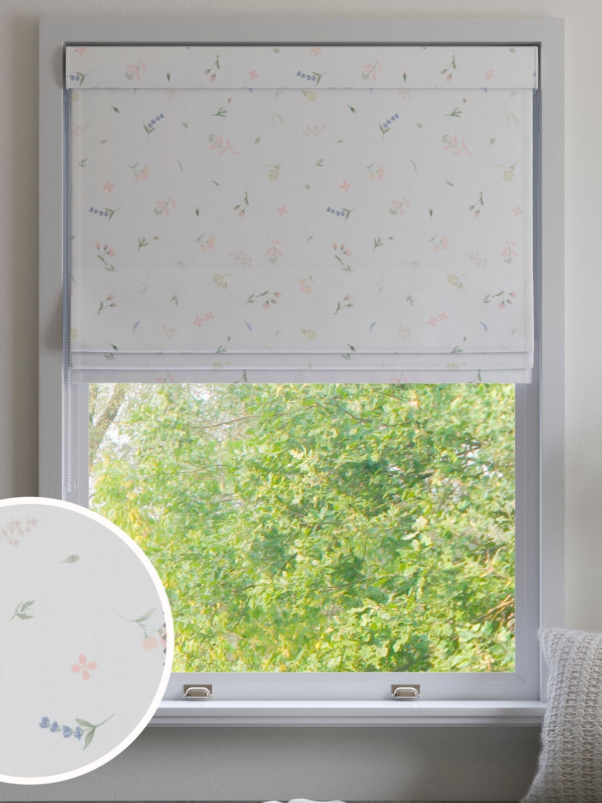 Next roman blind ditsy floral white cotton (British brand)