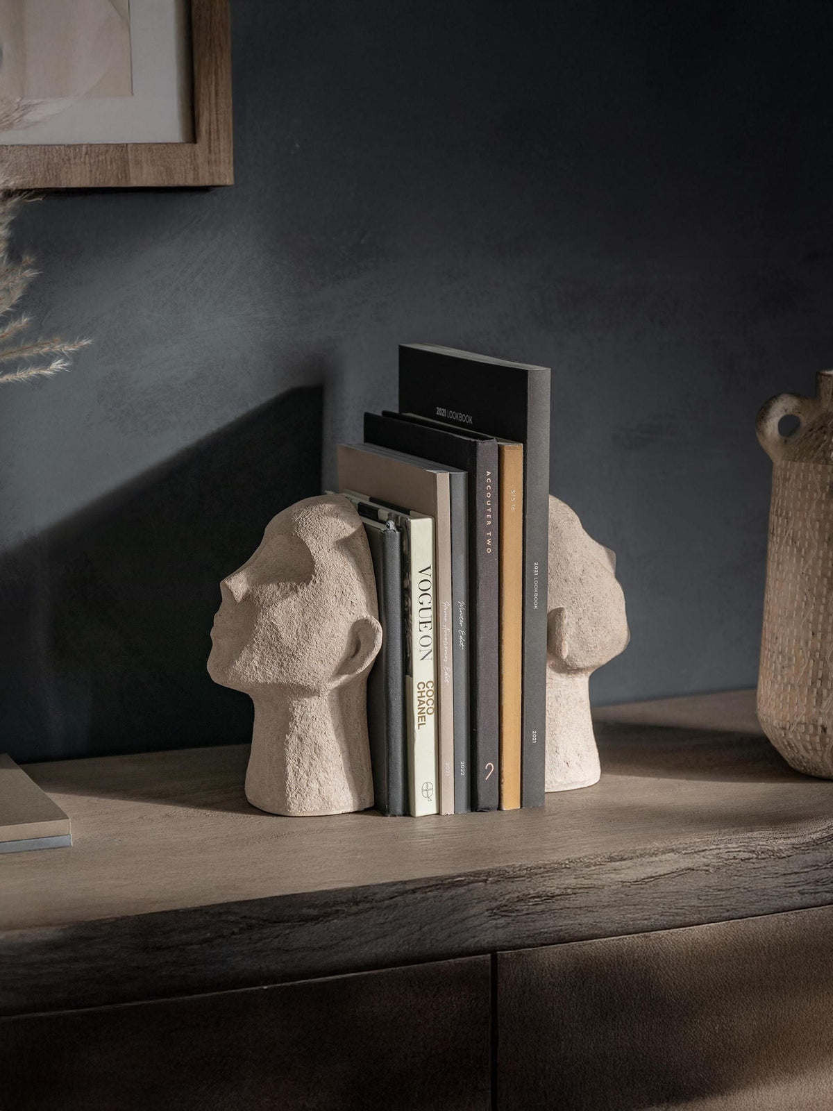 Gallery Home Cream Characterful Sculpted Head Bookends