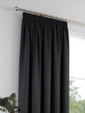 Fusion Black Galaxy Room Darkening Woven Pair of Pencil Pleat Curtains
