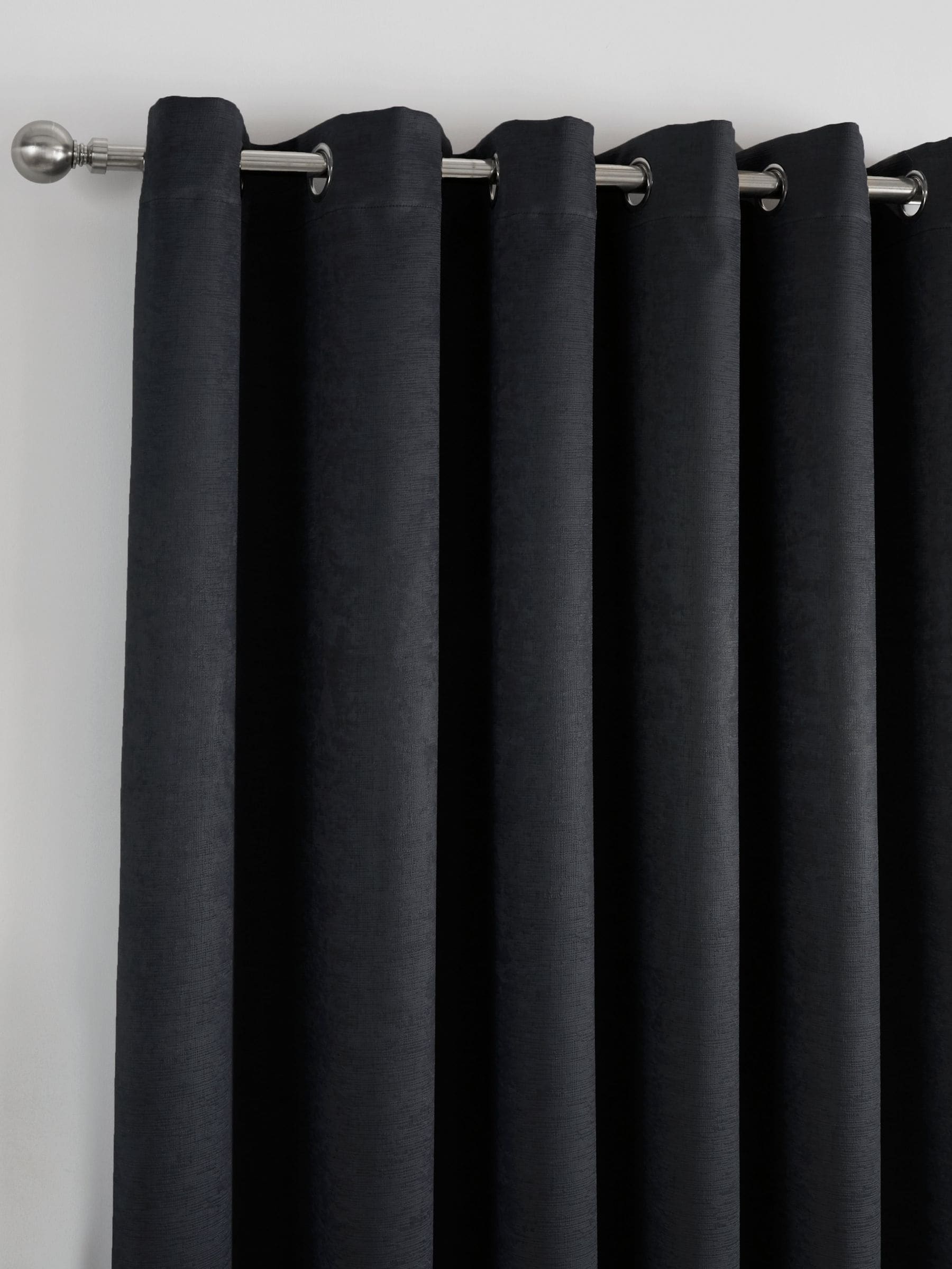 Fusion Black Strata Light Filtering Woven Eyelet Curtains