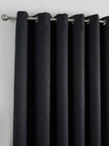 Fusion Black Strata Light Filtering Woven Eyelet Curtains