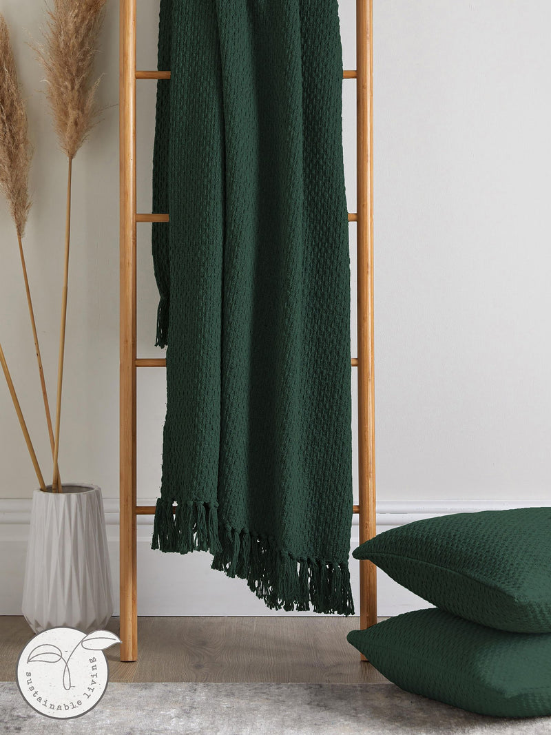 Drift Home Green Hayden throw 100% cotton, imported from the UK