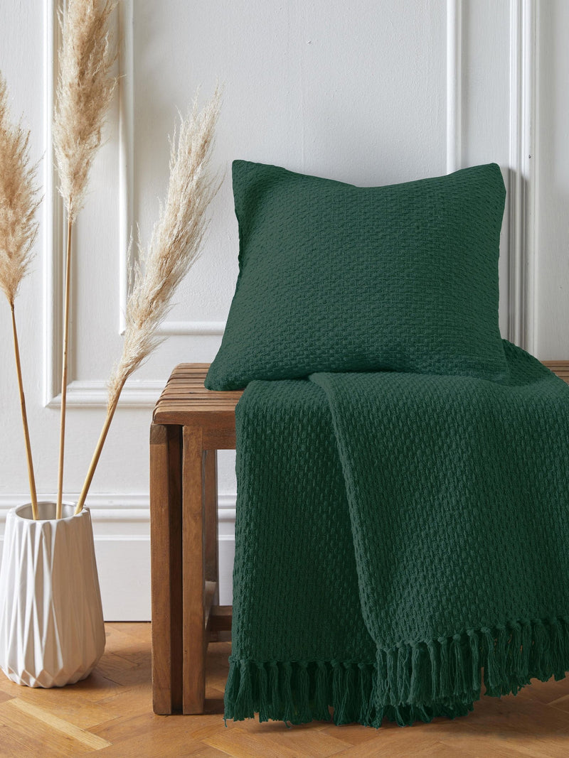 Drift Home Green Hayden throw 100% cotton, imported from the UK