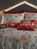 Bedlam Grey Gingerbread House Reversible Christmas Duvet Cover Set - British product