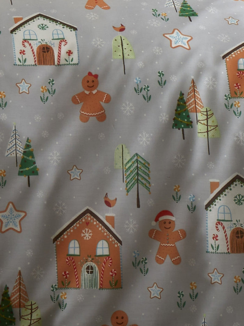 Bedlam Grey Gingerbread House Reversible Christmas Duvet Cover Set - British product