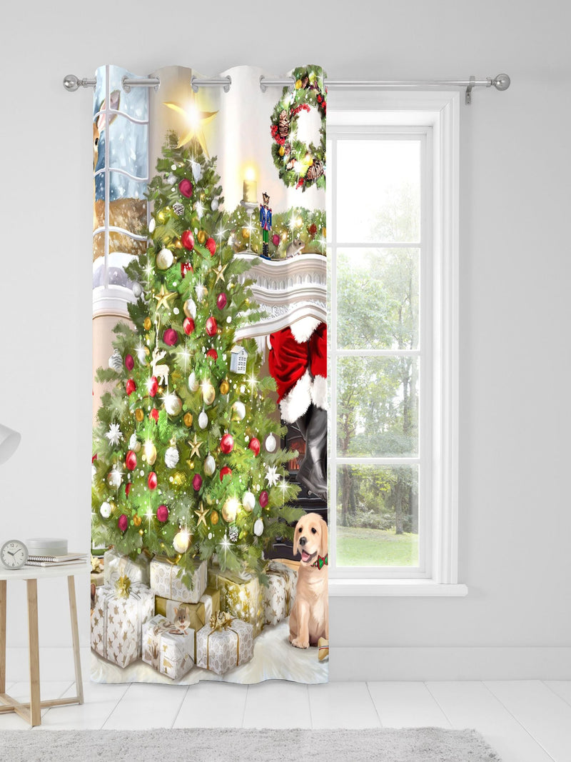Fusion Green Christmas Tree Festive Eyelet Curtain - British product