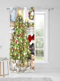 Fusion Green Christmas Tree Festive Eyelet Curtain - British product