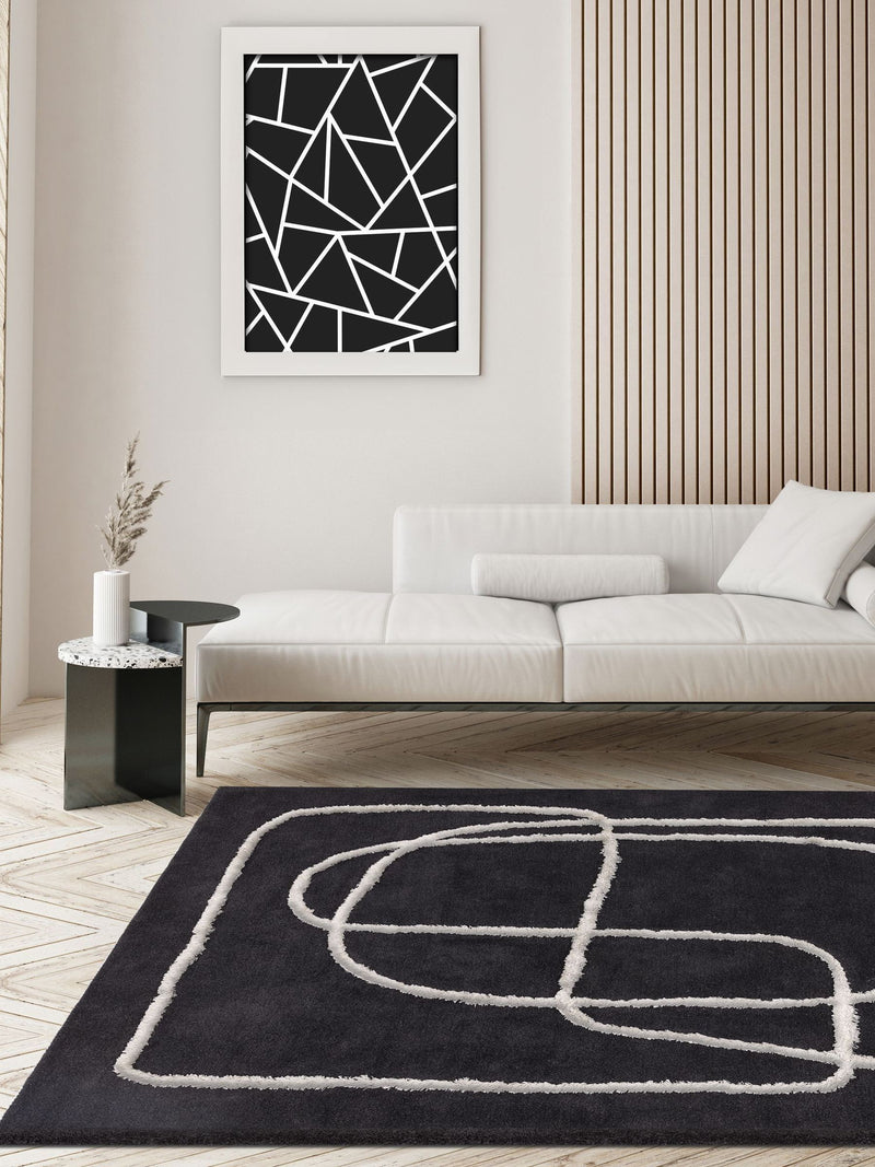 Asiatic Rugs black wool Matrix Infinity rug, UK version
