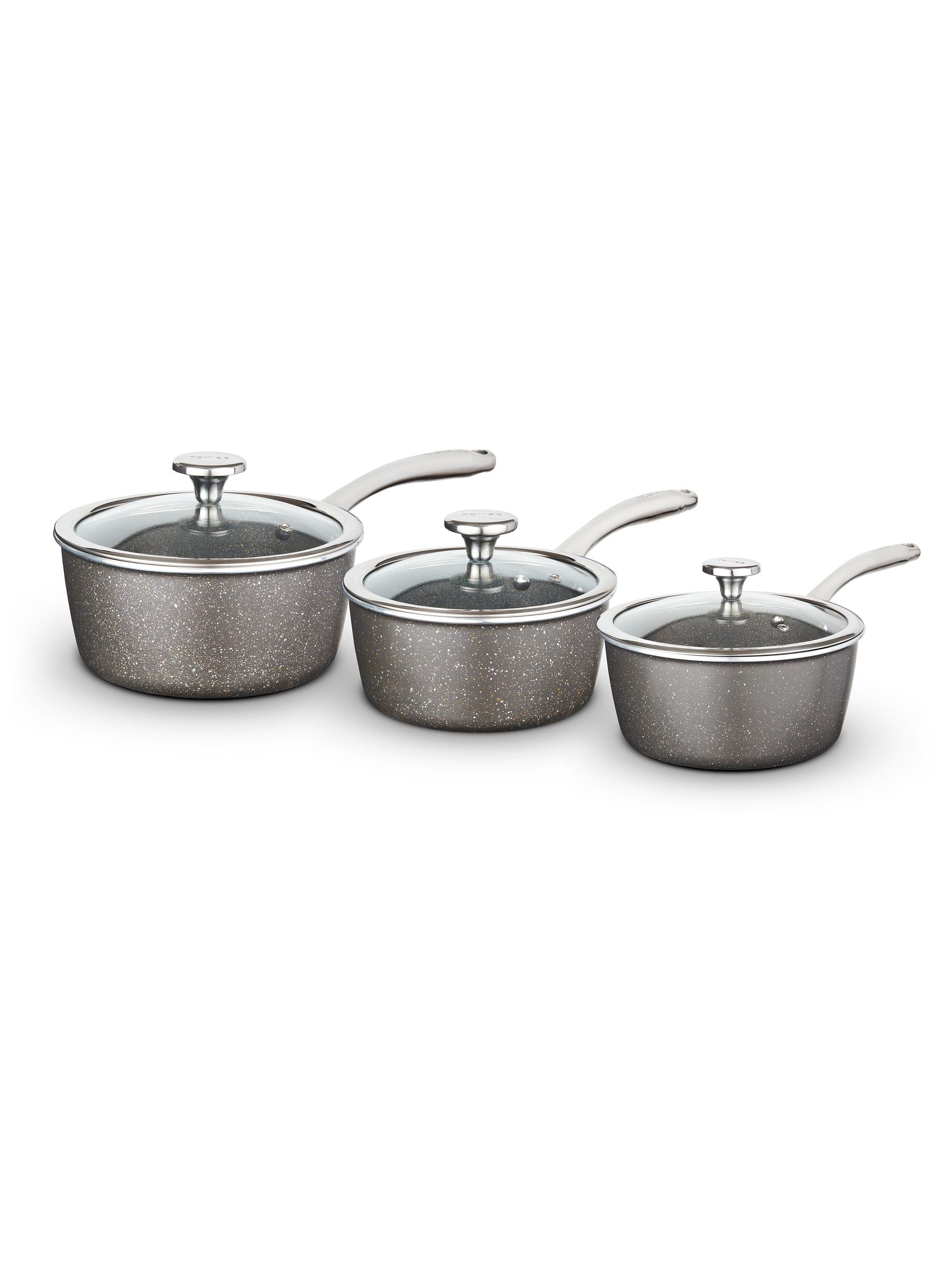Tower Grey Cerastone saucepan set 3 piece, imported from the UK