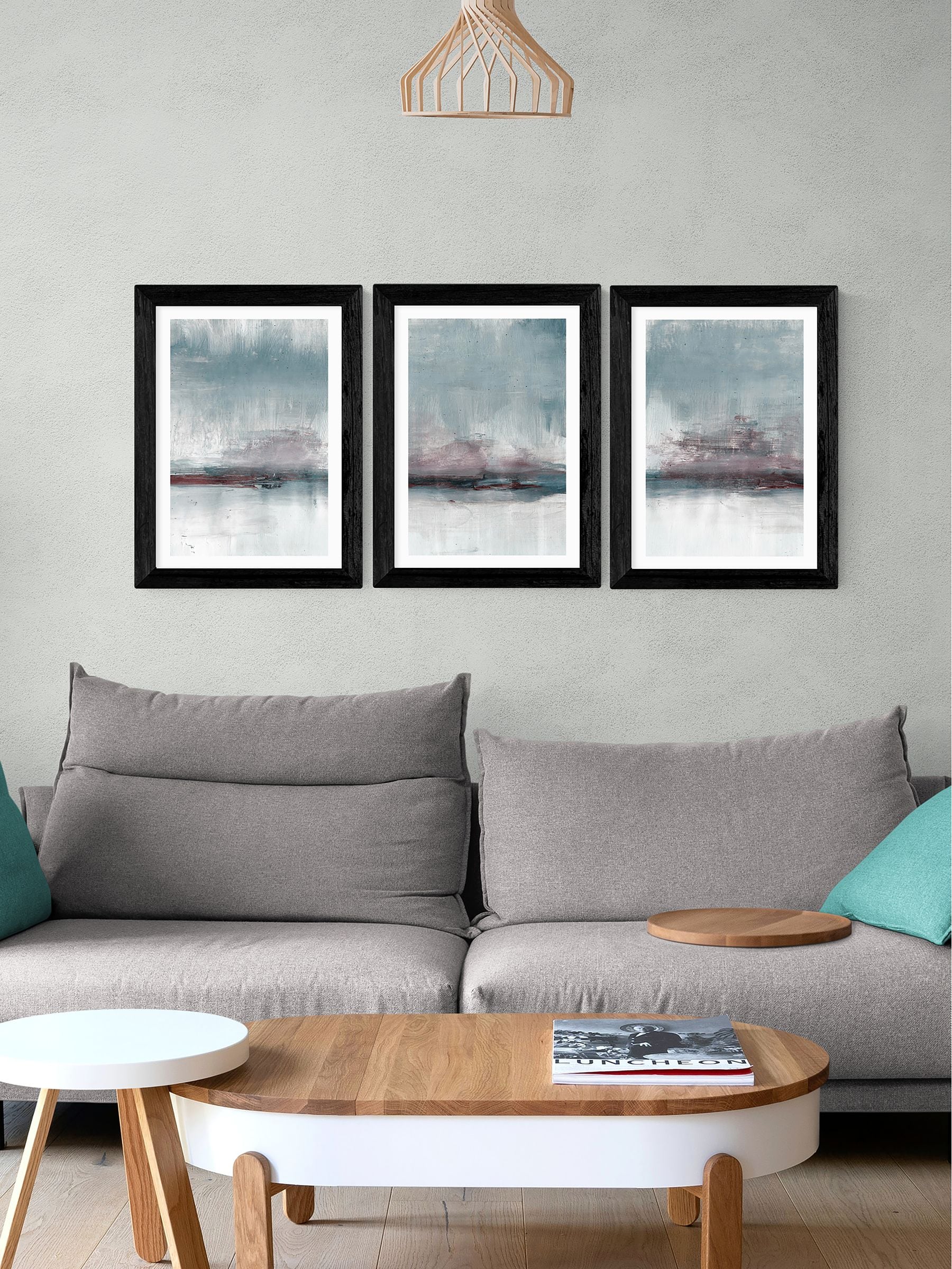 East End Prints Blue Drama triptych art print set (British brand)