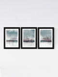 East End Prints Blue Drama triptych art print set (British brand)