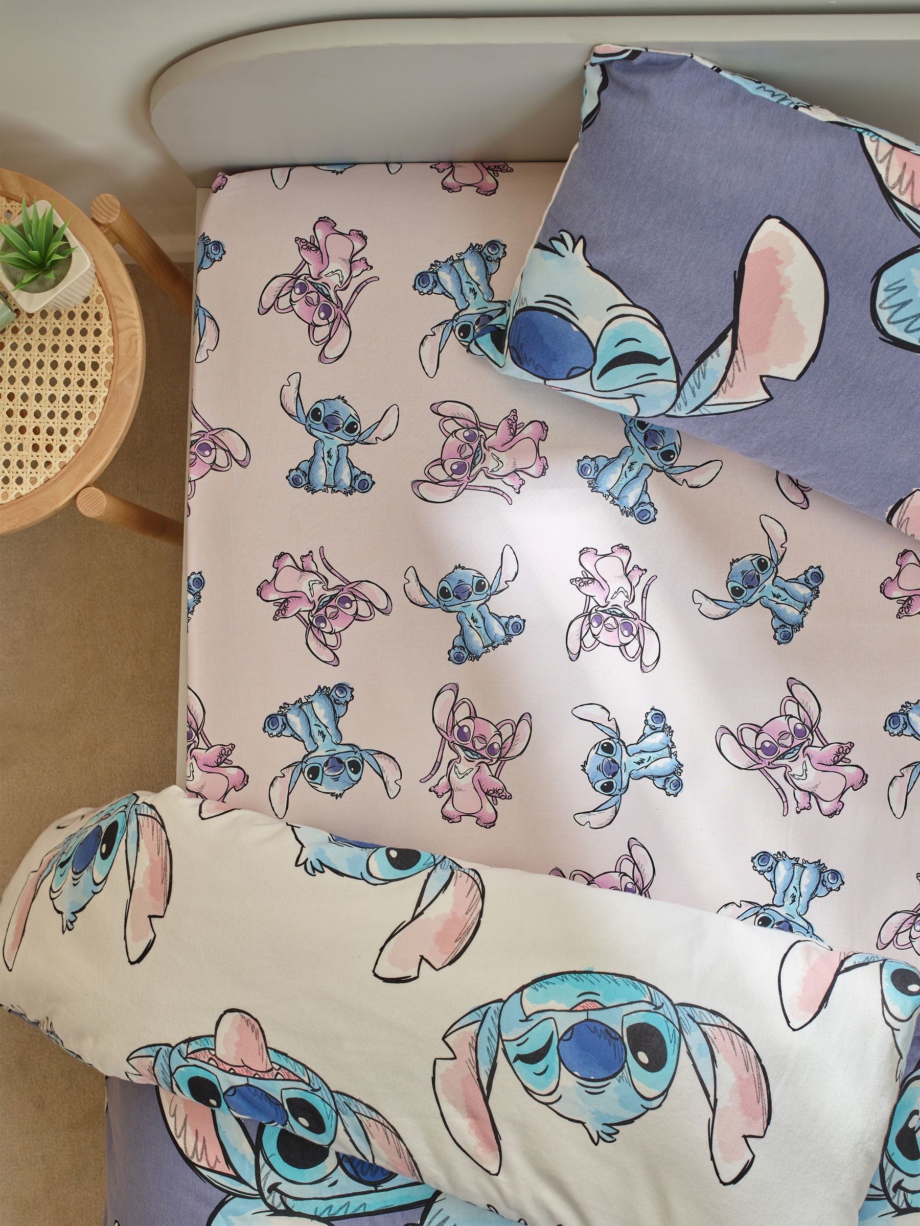 Disney pink Lilo & Stitch fitted sheet, imported from the UK