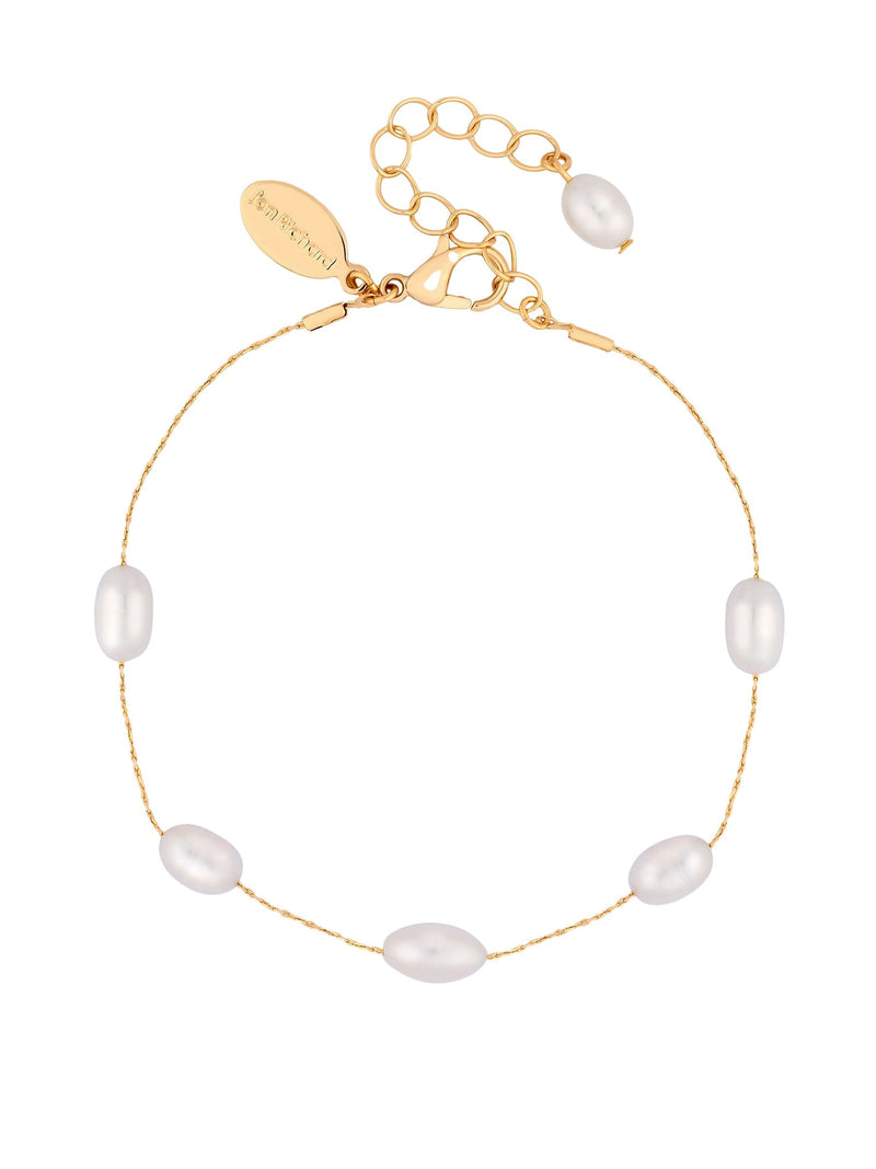 Jon Richard gold tone fine chain freshwater pearl bracelet 180mm, UK version