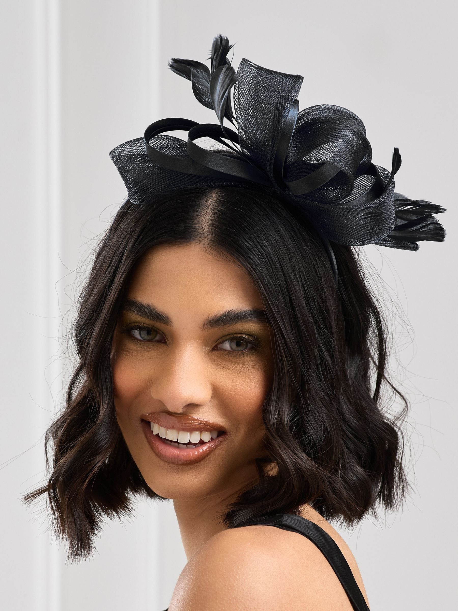 Jon Richard black medium fascinator headband, UK version