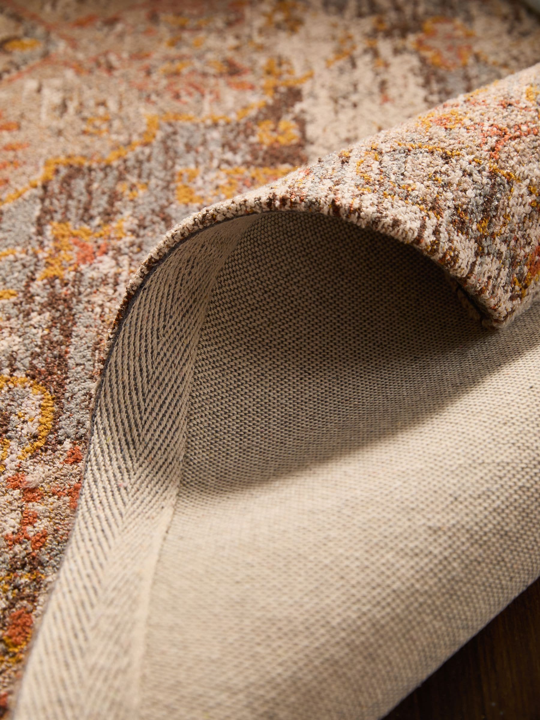 Brown Bridget oriental rug with soft chenille and recycled polyester - British product