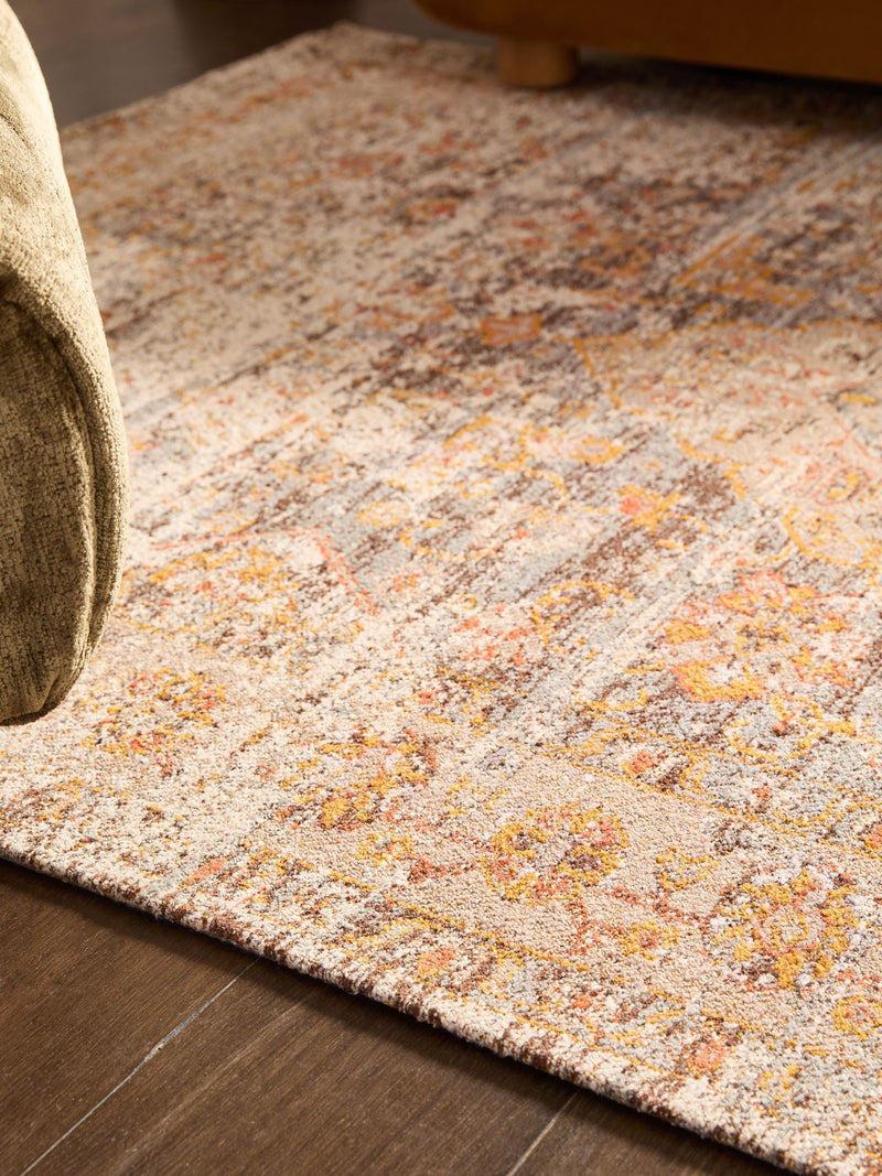 Brown Bridget oriental rug with soft chenille and recycled polyester - British product