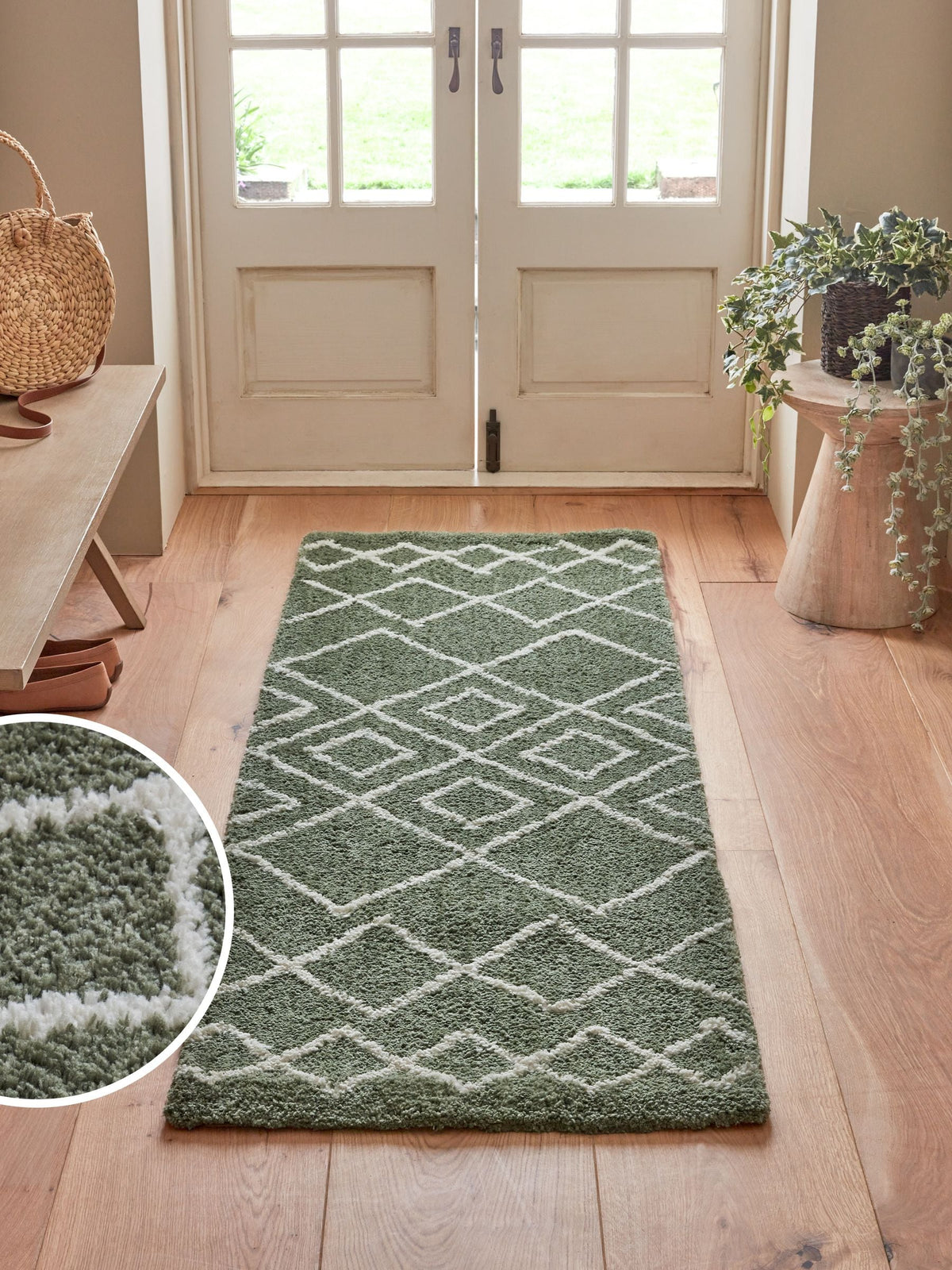 Sage Green Berber runner rug from a British brand