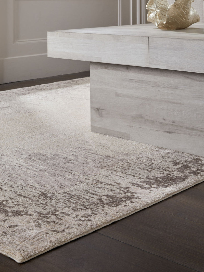 Greige abstract border rug - British product