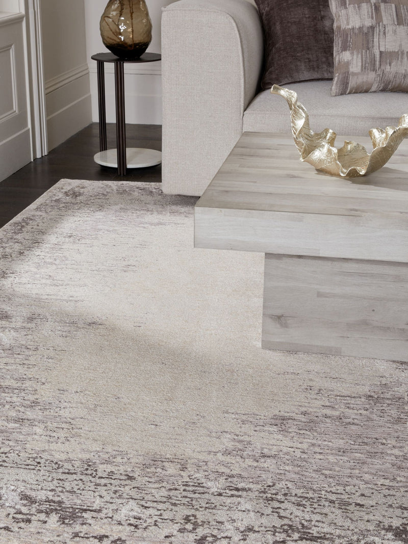 Greige abstract border rug - British product