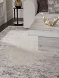 Greige abstract border rug - British product