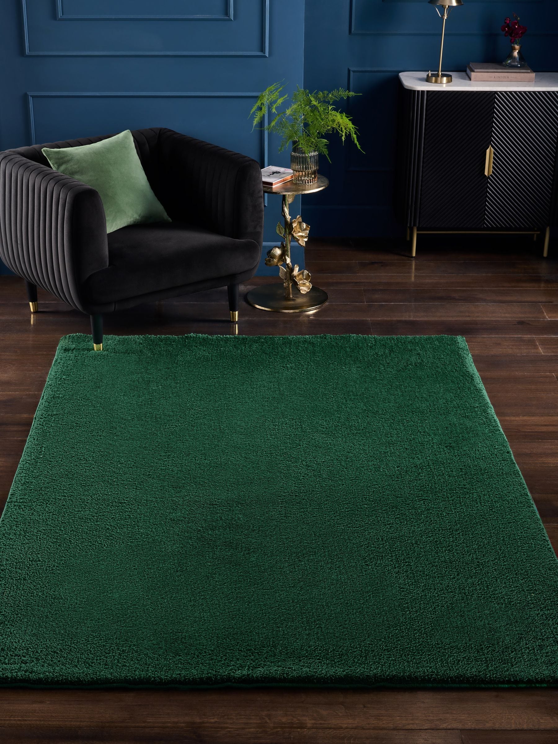 Bottle Green Cosy Washable Shaggy Rug