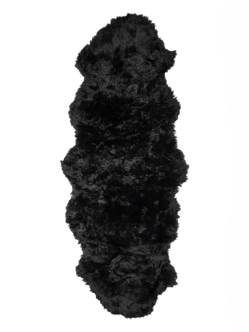 Naturally Sheepskins black double sheepskin rug, UK version
