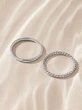 Stainless steel delicate rings silver tone set of 2 (British brand)