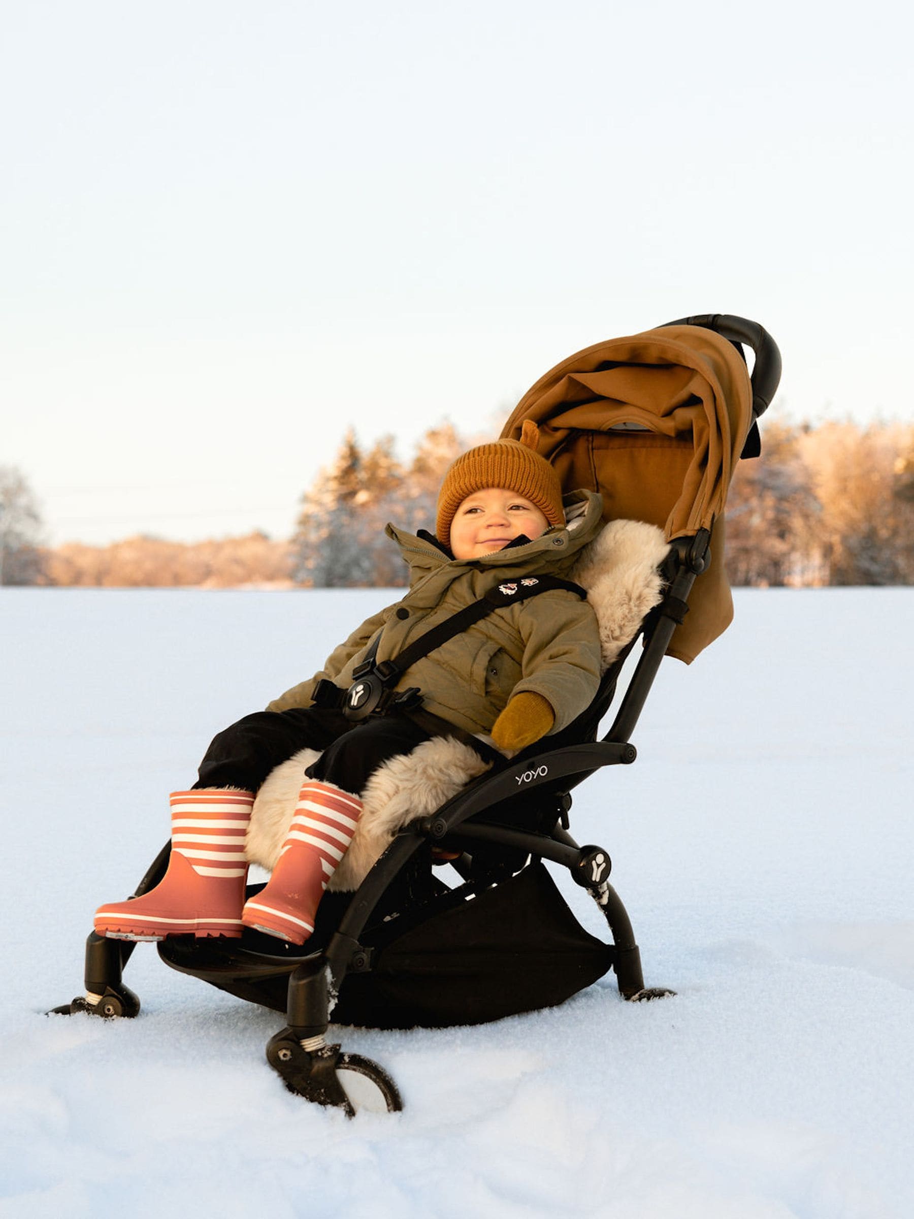Naturally Sheepskins taupe deluxe pram liner, imported from the UK