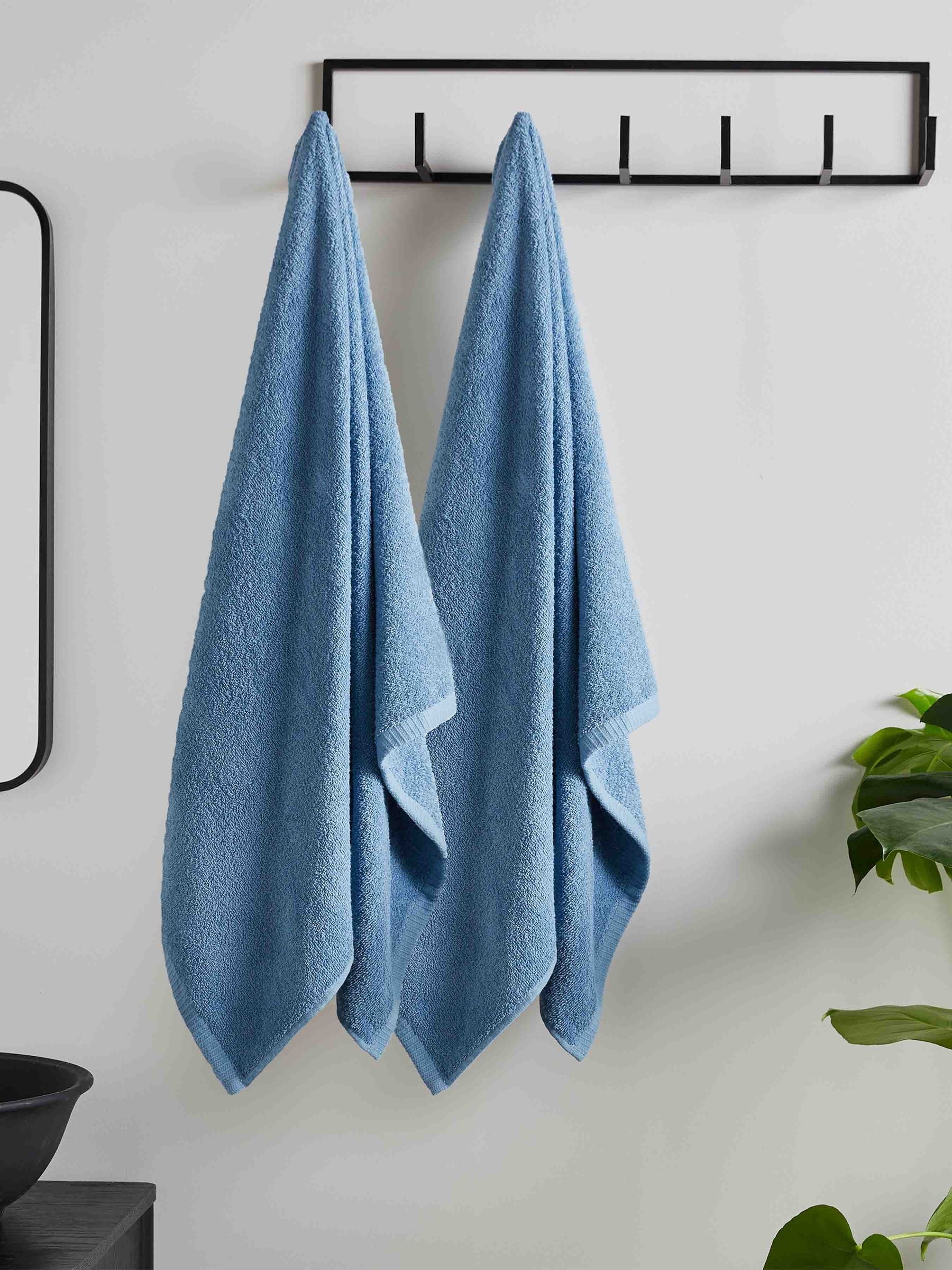 Catherine Lansfield Grey Anti Bacterial 100% Cotton Bath Sheet Towels (Set of 2, 90x140 cm)