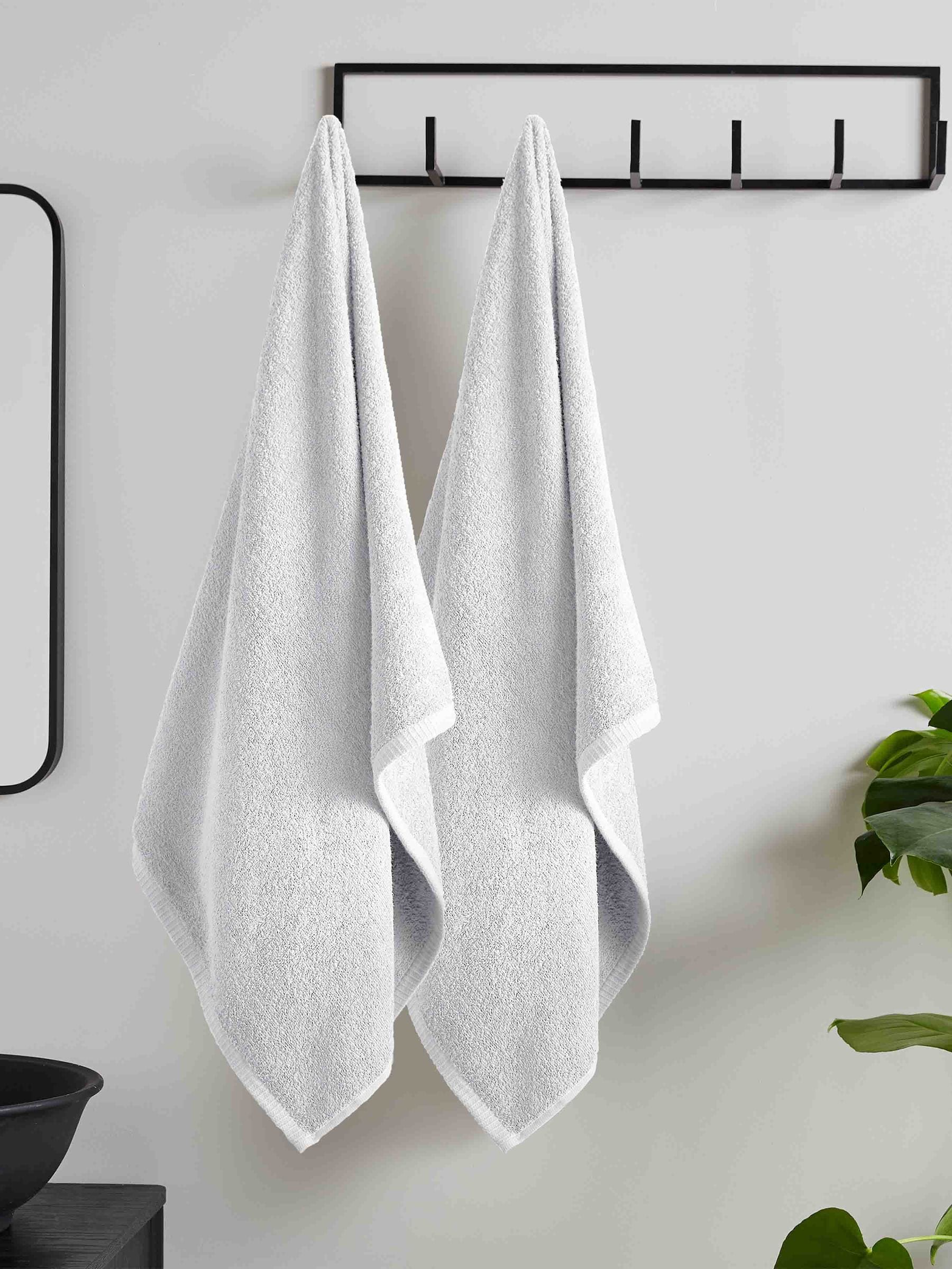 Catherine Lansfield Grey Anti Bacterial 100% Cotton Bath Sheet Towels (Set of 2, 90x140 cm)