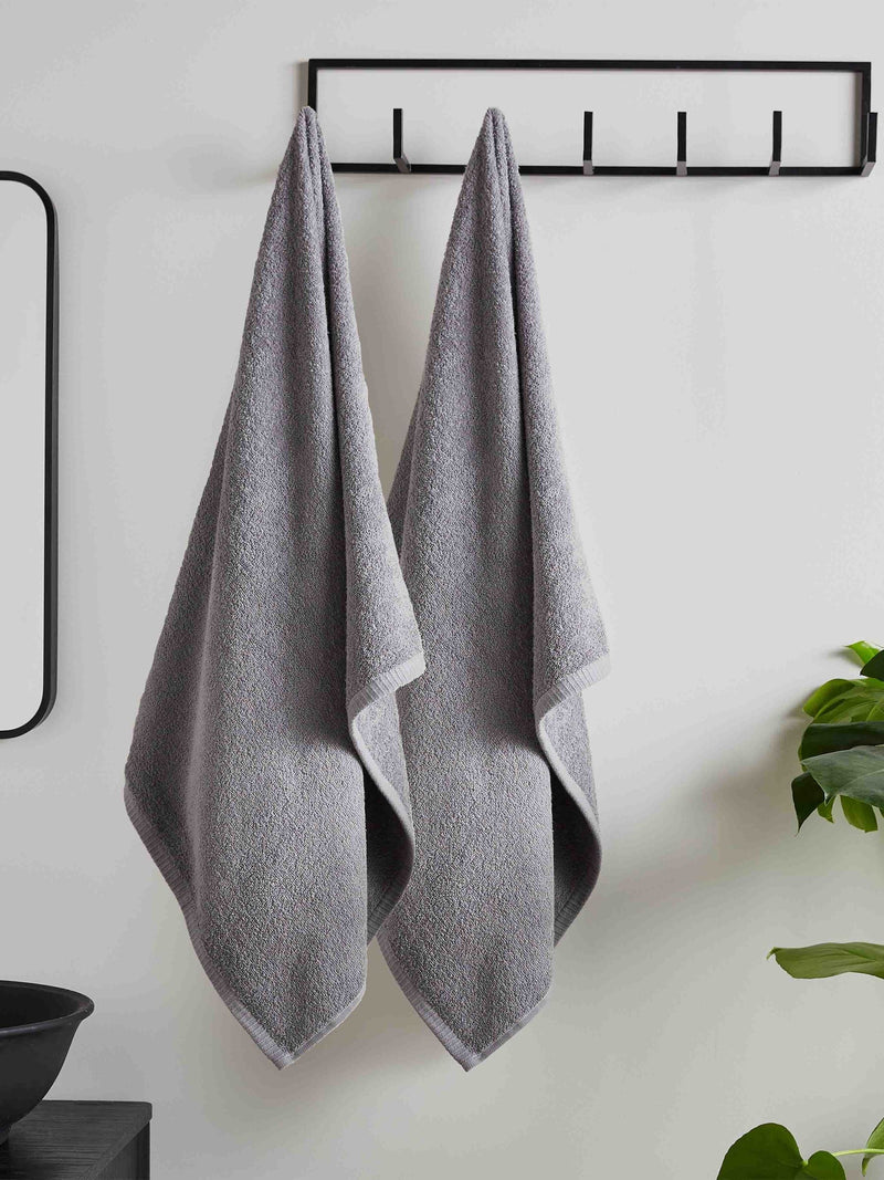 Catherine Lansfield grey cotton bath sheet towels 90x140cm - British product