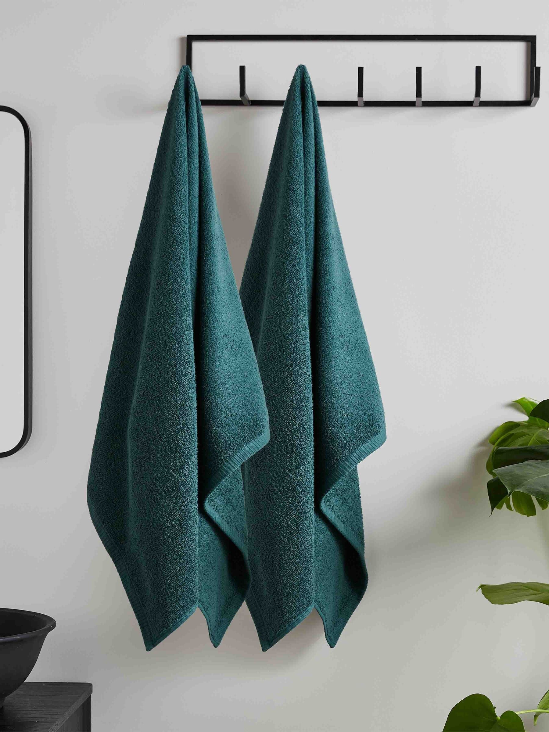 Catherine Lansfield Grey Anti Bacterial 100% Cotton Bath Sheet Towels (Set of 2, 90x140 cm)