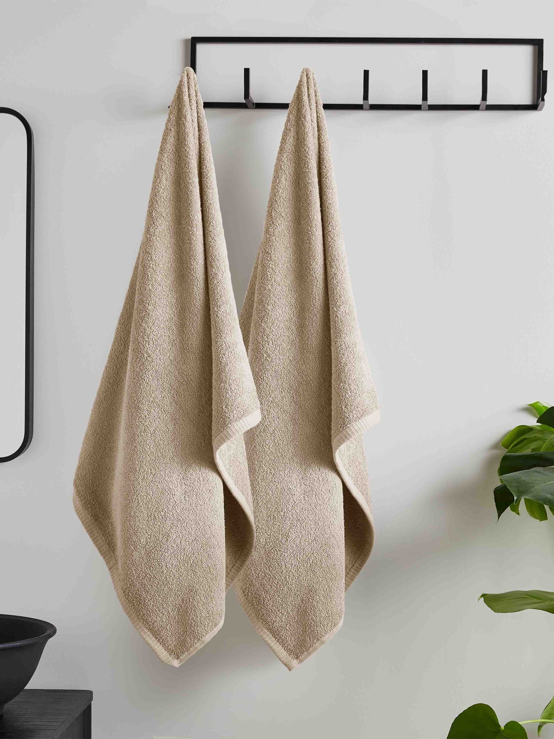 Catherine Lansfield Grey Anti Bacterial 100% Cotton Bath Sheet Towels (Set of 2, 90x140 cm)