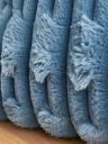Blue Soft and Cosy Carved Faux Fur Cushion