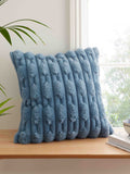 Blue Soft and Cosy Carved Faux Fur Cushion