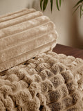 Catherine Lansfield Natural Soft and Cosy Ribbed Faux Fur Throw