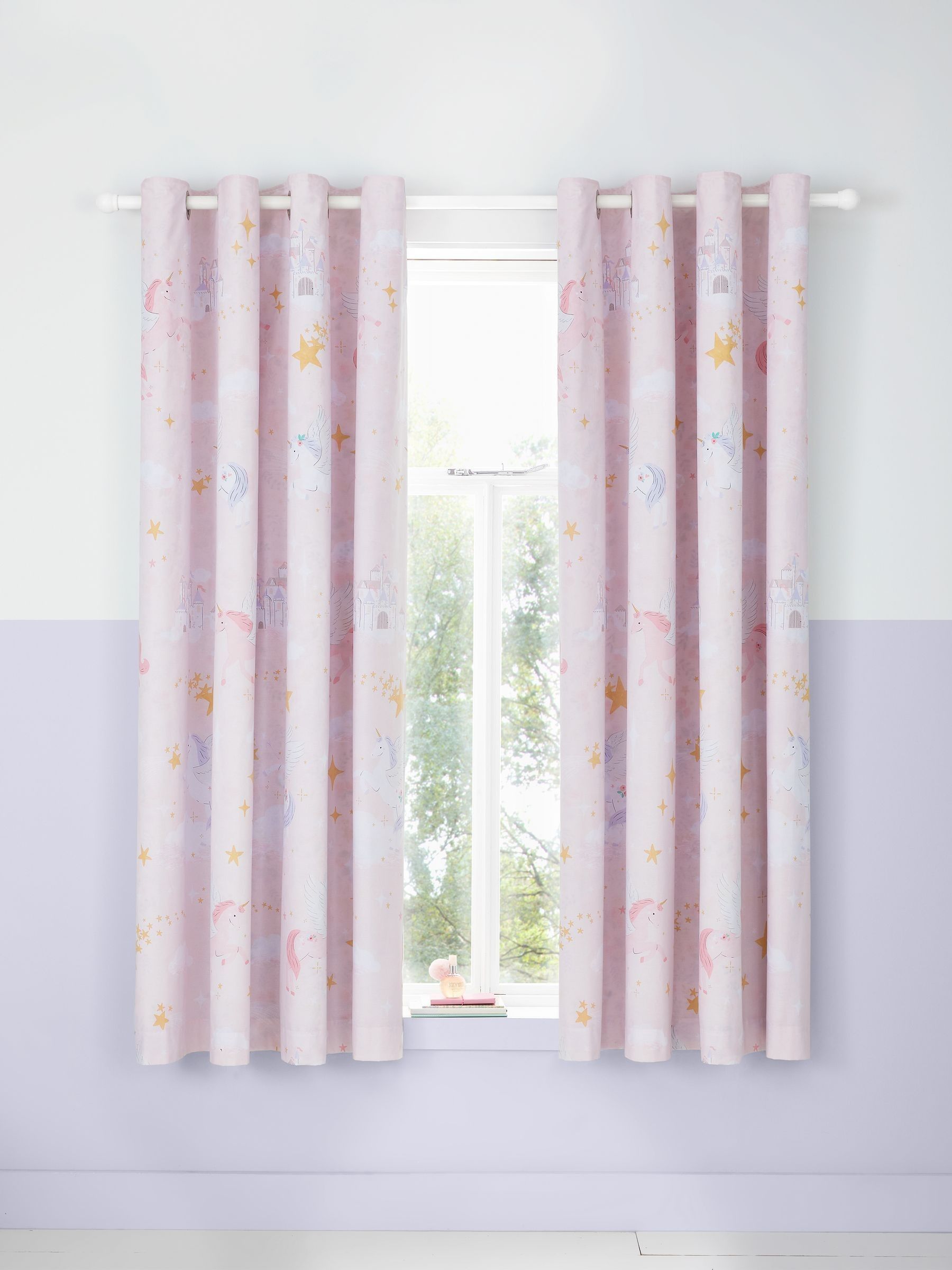 Catherine Lansfield pink unicorn curtains 66x72 inches - British product