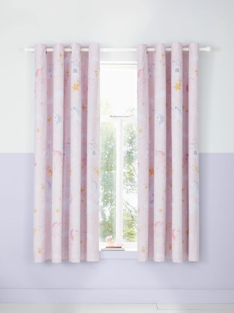 Catherine Lansfield pink unicorn curtains 66x72 inches - British product