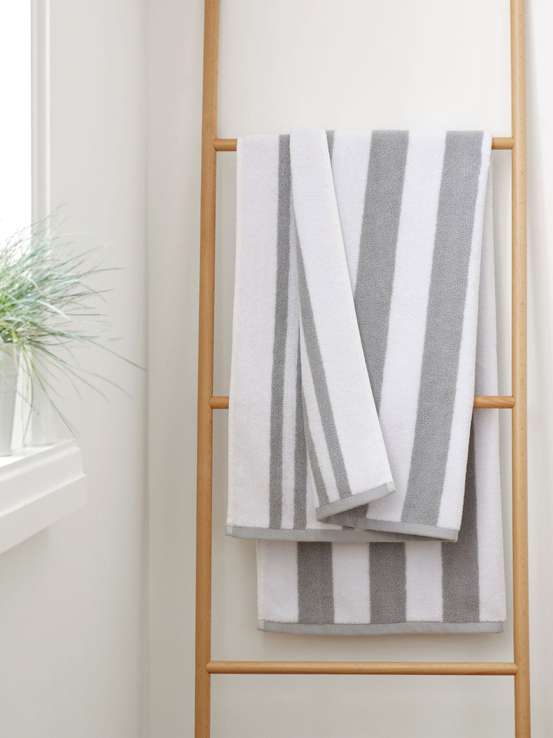 Bianca Silver Grey Reversible Stripe Jacquard Towel