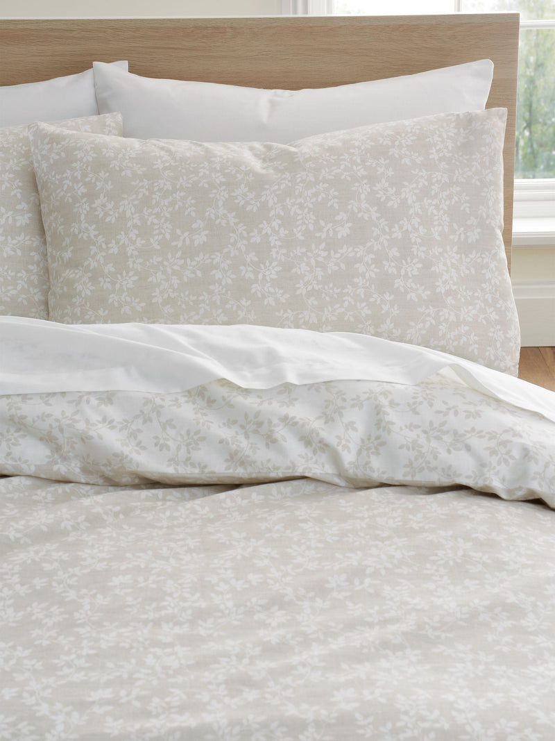 Bianca natural shadow leaves floral duvet cover set - British product