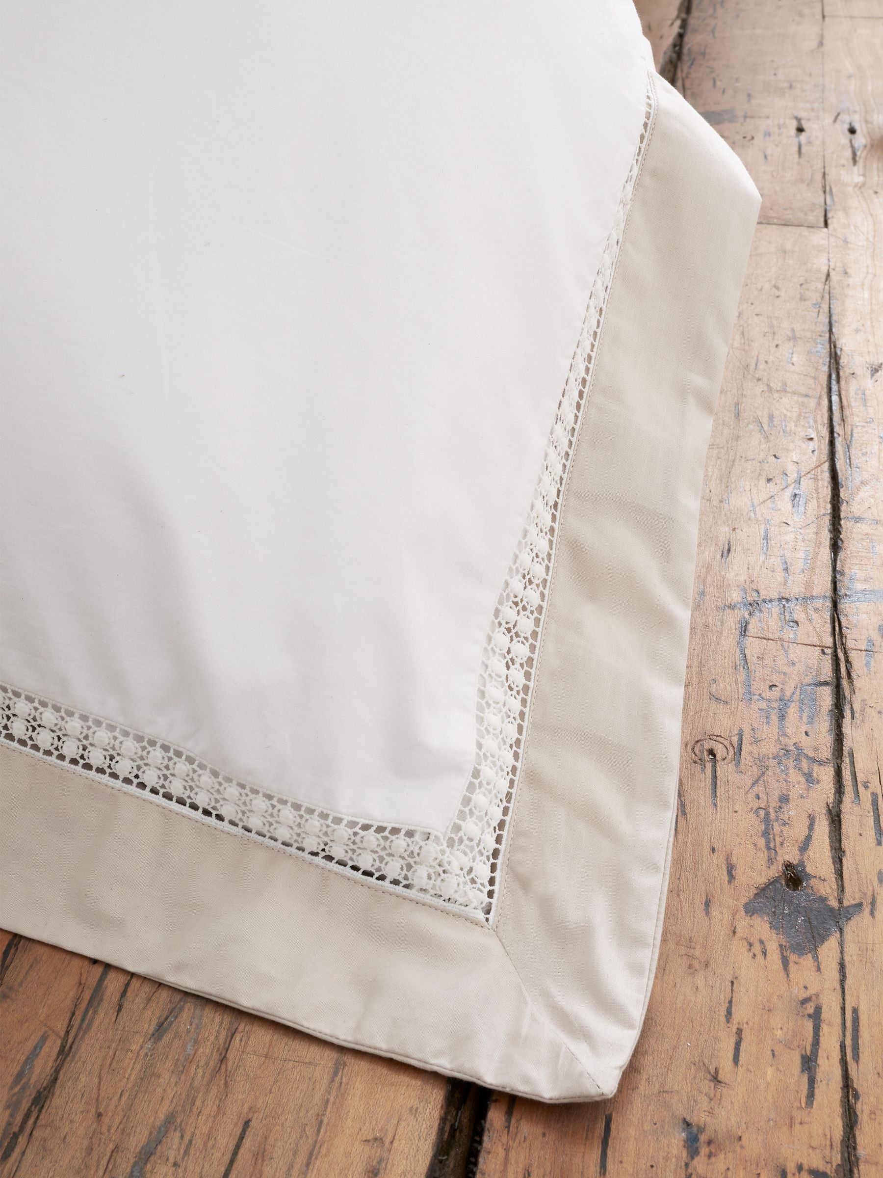 Bianca White Oxford Lace 100% Cotton Duvet Cover Set