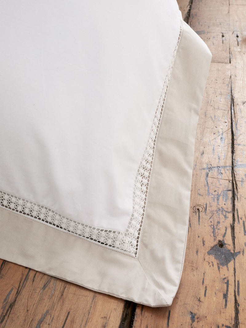 Bianca White Oxford Lace 100% Cotton Duvet Cover Set