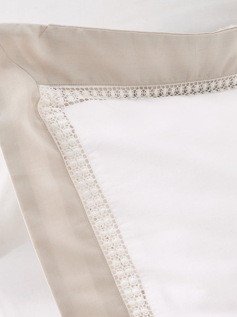 Bianca White Oxford Lace 100% Cotton Duvet Cover Set