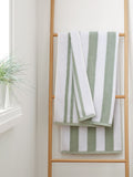 Bianca Sage Green Reversible Stripe Jacquard Towel