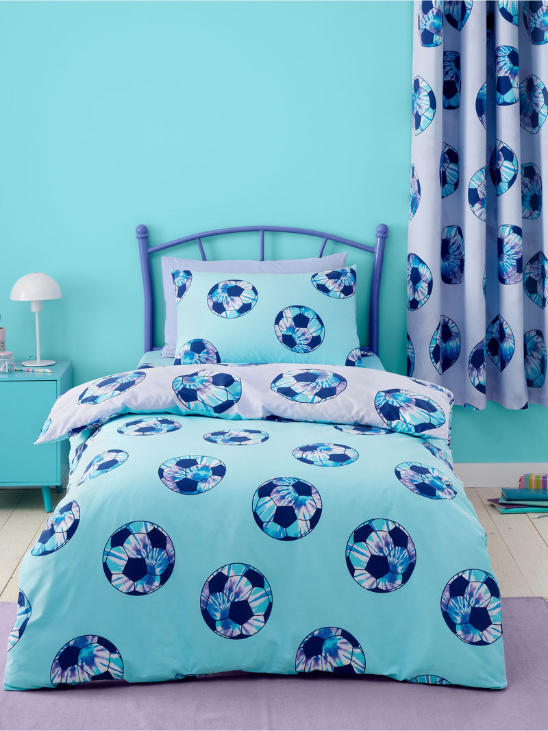 Catherine Lansfield lilac tie dye football reversible duvet cover set - British product